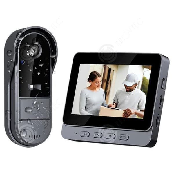 Trådlös dörrklocka INN® 4,3 tum skärm IPX66 1080p 1000mAh video intercom elektronisk dörrklocka Utrustad med ett minneskort på 128 GB