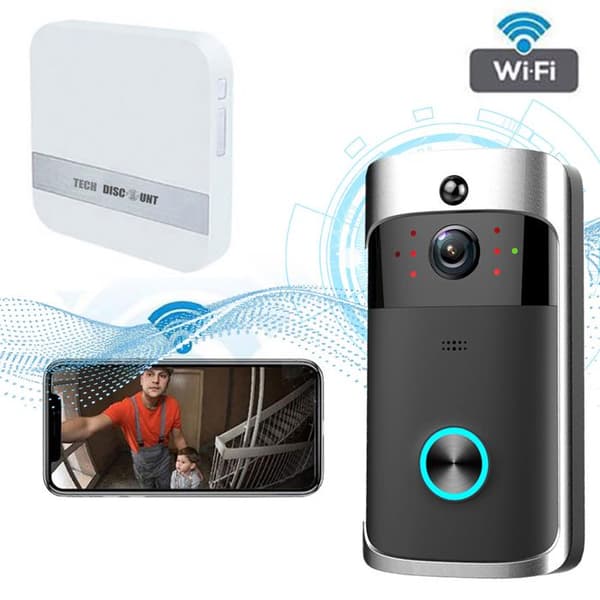 Smart WiFi trådlös videodörrklocka - TEKNISK RABATT - Röstintercom - Night vision - 166° - 48 dB