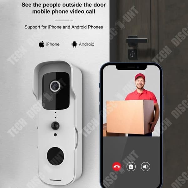 TD® Tuya lågeffektsdörrklocka med högupplöst mörkerseende trådlös dörrklocka smart visuell intercom cat eye-dörrklocka