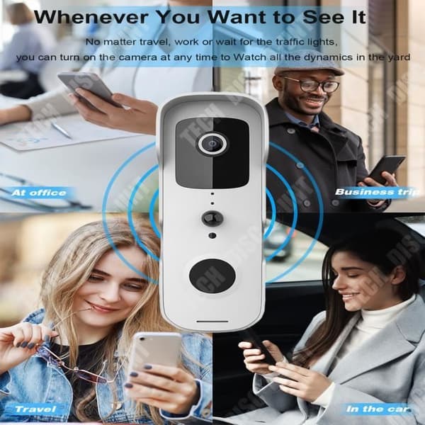 TD® Tuya lågeffektsdörrklocka med högupplöst mörkerseende trådlös dörrklocka smart visuell intercom cat eye-dörrklocka