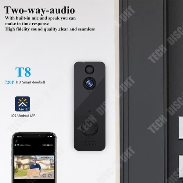 TD® Videodörrklocka Lågeffekt WIFI Trådlös dörrklocka HD Night Vision Bare Storage Smart dörrklocka