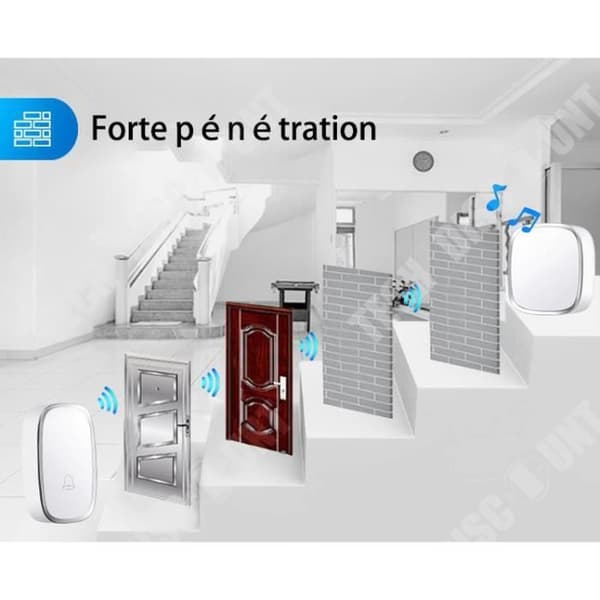 TECH RABATT trådlös dörrklocka - En för två - 115 db - 200 m - Vit - 36 melodier