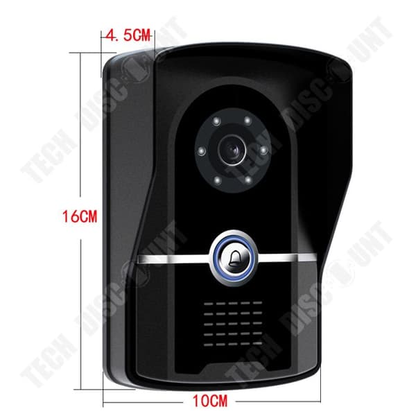TD® Dörrklocka 7 tum kort att skjuta in visuell dörrklocka vattentät intercom hem LED infraröd nattvision porttelefon