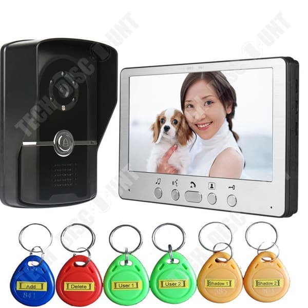 TD® Dörrklocka 7 tums trådbunden HD Visual dörrklocka Vattentät ID-kort Swipe Night Vision Infraröd dörrklocka