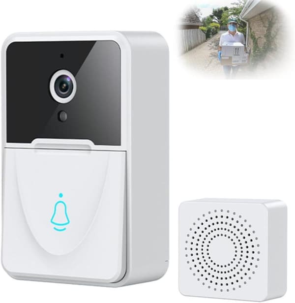 Smart Trådløs Dørklokke Med Kamera-Video Dørklokke, WiFi, Bluetooth, Nattesyn med Infrarød Nattesyn og Tovejskommunikation