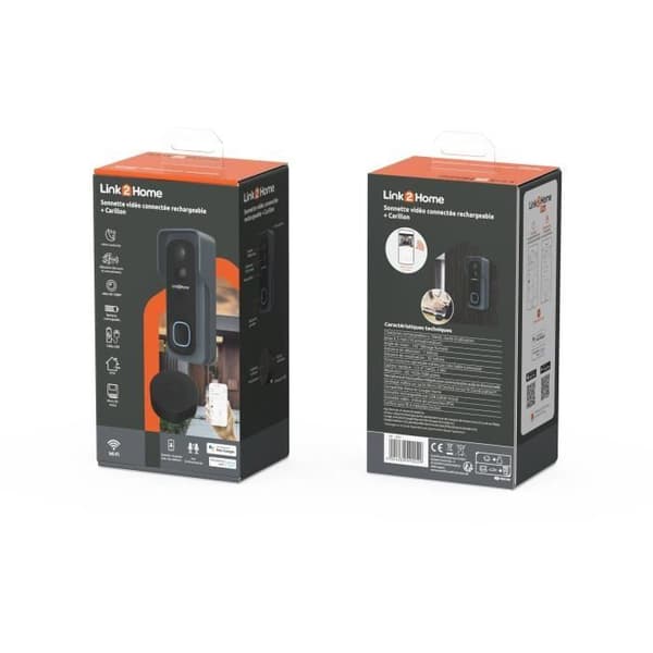Kit för smart dörrklocka - LINK2HOME - Wi-Fi - Tvåvägsljud - Trådlös klocka - SD 8 Go