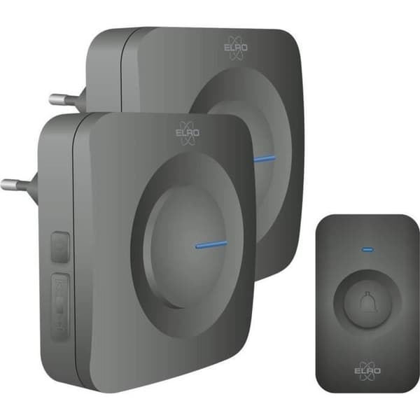 ELRO DB3000 Trådlös dörrklocka - 2x Plug-in-mottagare - 64 melodier - Trådlöst avstånd: 300m - Svart