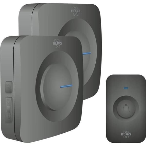 ELRO DB3000 trådlös dörrklocka - 2x batterimottagare - 64 melodier - 300m - svart