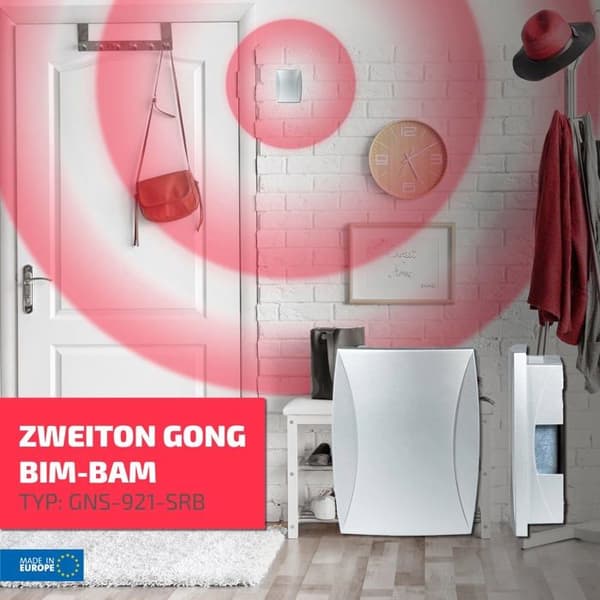 Sonnette - klockspel - kit för dörrklocka Zamel - SUN10000417 - BIM-BAM tvåfärgad gong 230V silver GNS-921-SRB