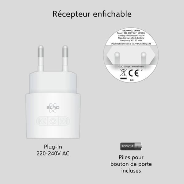 Sonnette - klockspel - kit för dörrklocka Elro - DB2000
