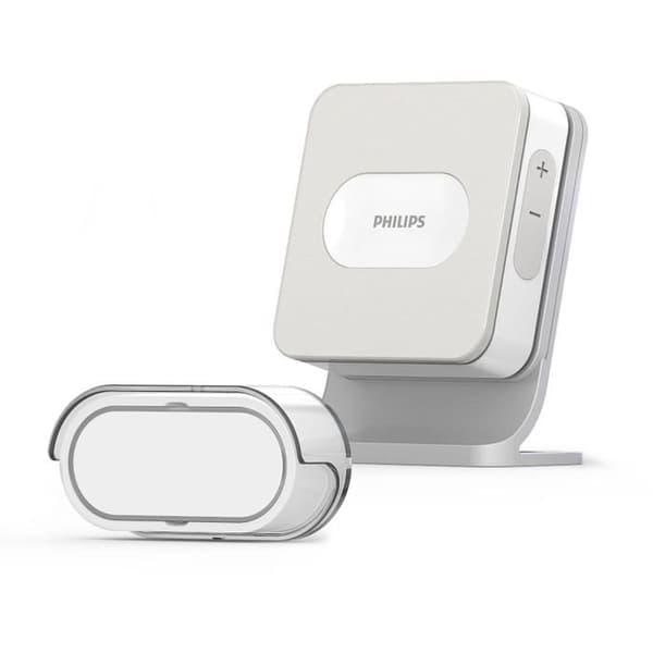 Philips Trådløs Dørklokke - Welcome Bell 300 Basic - 300m Rækkevidde - 4 Ringetoner i Høj Kvalitet