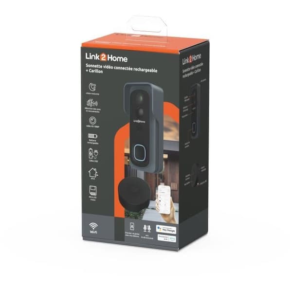 Connected Doorbell Kit - LINK2HOME - Wi-Fi - Tovejslyd - Trådløs klokke - 8 GB SD