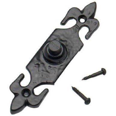 Dörrklocksknapp - Bulk hårdvara - BH00405 - Antik Fleur de Lys-mönster - Svart - 120x30 mm