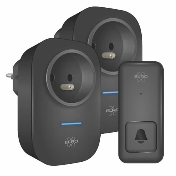 ELRO DB4000PF-P1C2B Kinetic Trådlös Dörrklocka - med 2 x Plug-in-mottagare med uttag - utan batterier