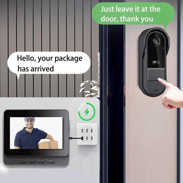 OBOSOE Smart Trådløs Dørklokke med To-Vejs Video Intercom, Display og Hukommelseskort