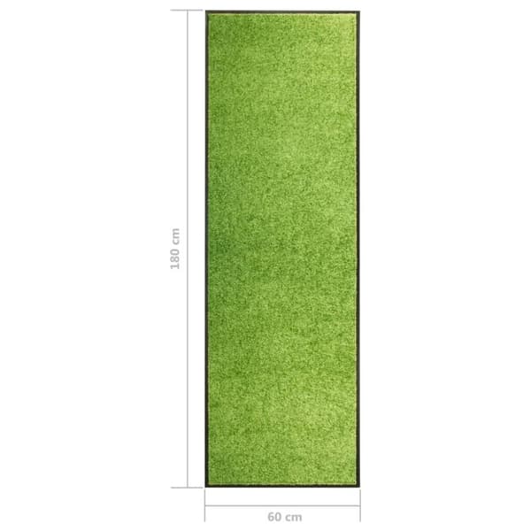 vidaXL Dørmatte vaskbar grønn 60x180 cm