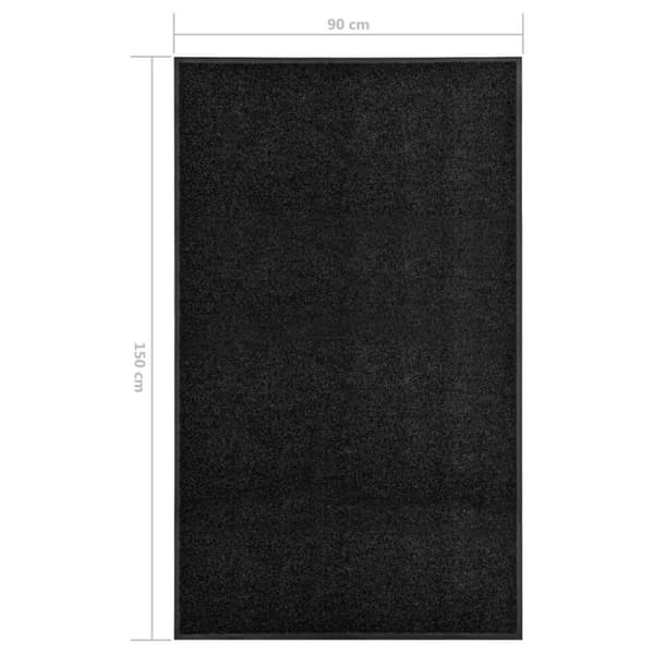 vidaXL vaskbar dørmåtte 90x150 cm sort