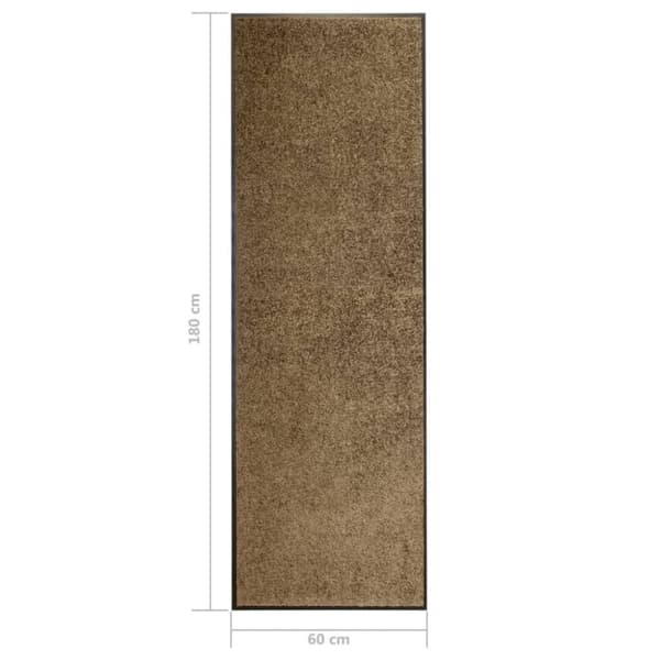 vidaXL Dørmatte vaskbar brun 60x180 cm