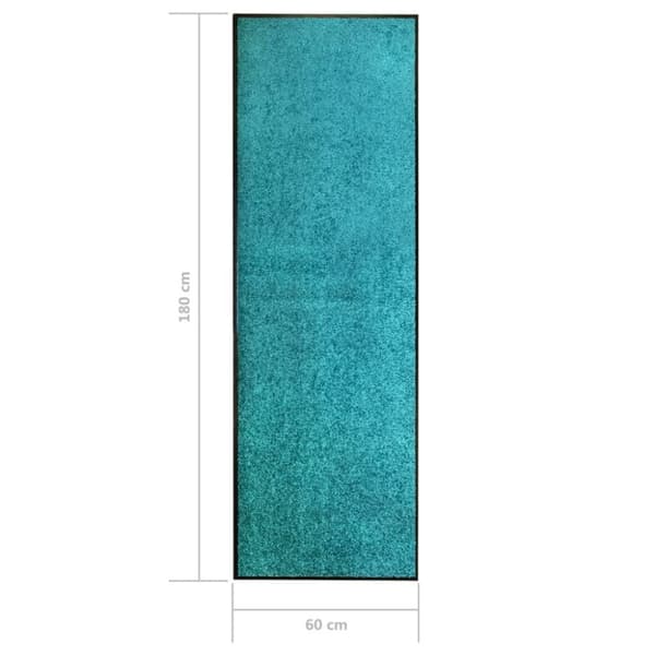 vidaXL vaskbar dørmåtte 60x180 cm cyanblå