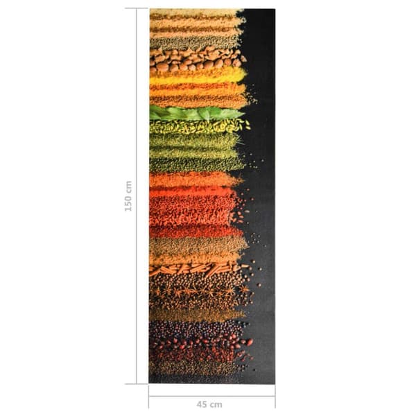 vidaXL Köksmatta maskintvättbar kryddor 45x150 cm