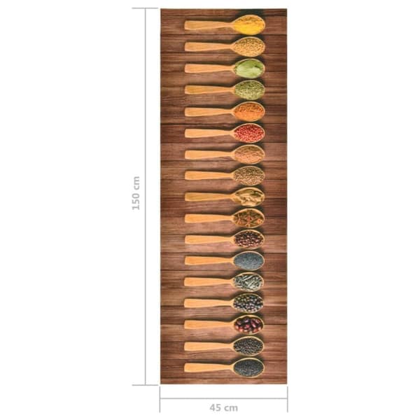 vidaXL Köksmatta maskintvättbar skedar 45x150 cm