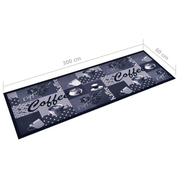 vidaXL Vaskbart kjøkkenteppe Coffee blå 60x300 cm