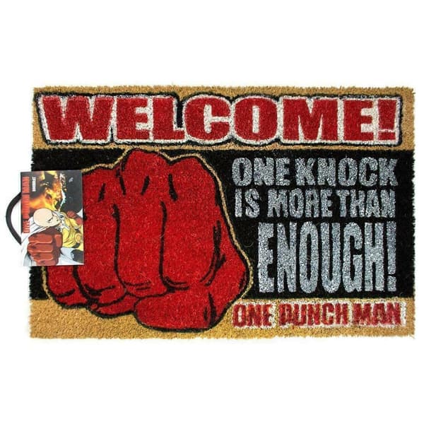 One Punch Man One Knock Is More Than Enough! Welcome Saitama Door Mat Red/Black One Size