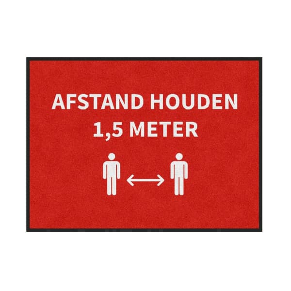 Dørmåtte 'Hold din afstand' halvanden meter - 85x115 cm