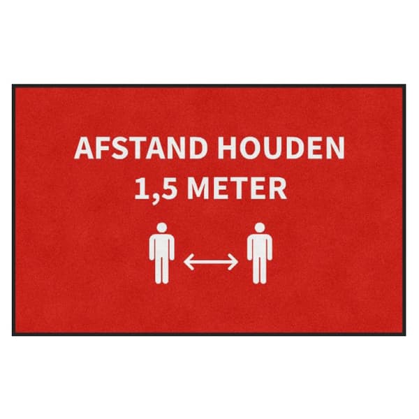 Dørmåtte 'Hold din afstand' halvanden meter - 115x180 cm