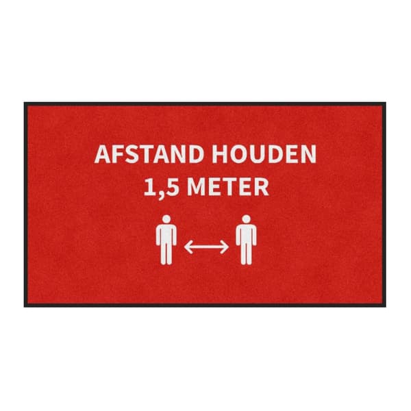 Dørmåtte 'Hold din afstand' halvanden meter - 85x150 cm