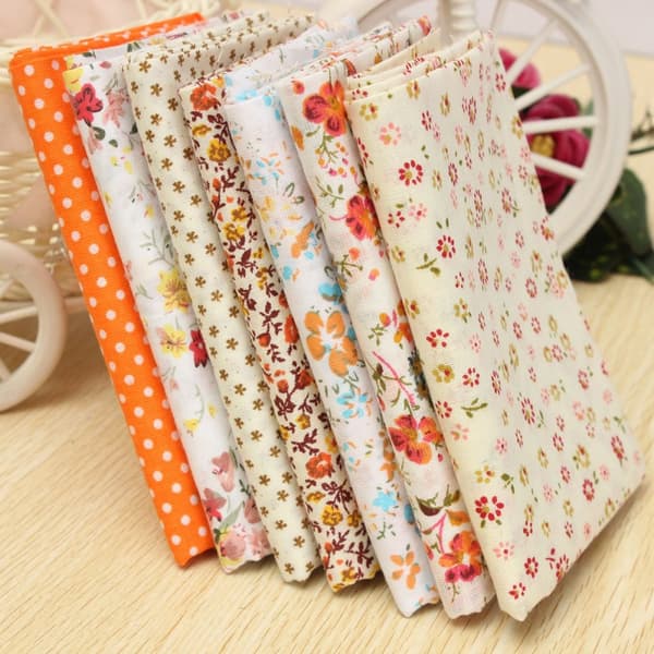 7 stk. 50x50 cm Orange serie assorteret bomuldsklud Pre Cut Patchwork stof sæt