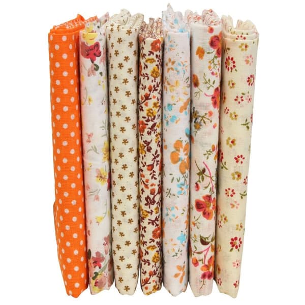 7 stk. 50x50 cm Orange serie assorteret bomuldsklud Pre Cut Patchwork stof sæt