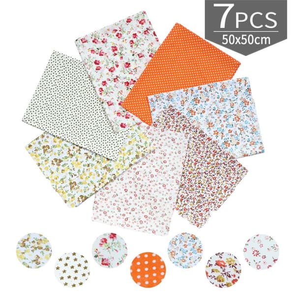 7 stk. 50x50 cm Orange serie assorteret bomuldsklud Pre Cut Patchwork stof sæt