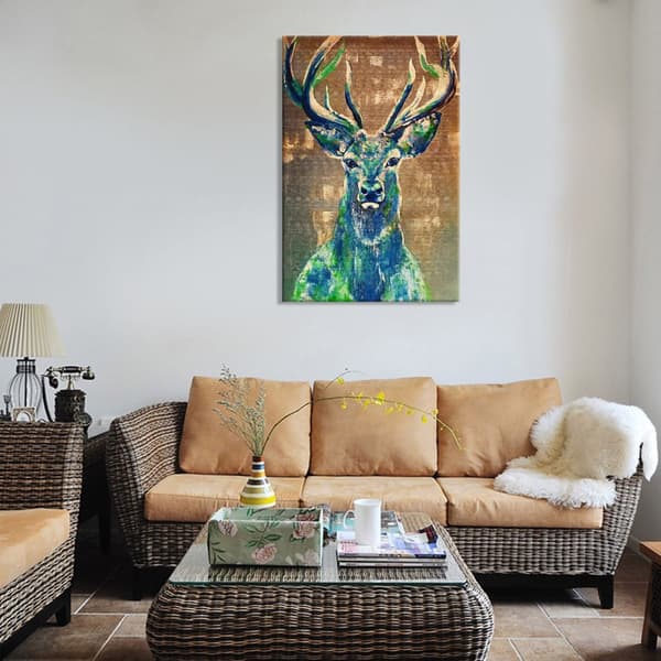 Oinramade Canvas Deer Prints Retro Heminredning Väggkonst Bildmålning Poster