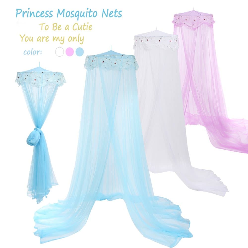 Elegant mygggardin Rund flicksäng himmelssäng Spets Myggnätsäng Spetsnät Insektskupol Sovrum Babyrum Inredning