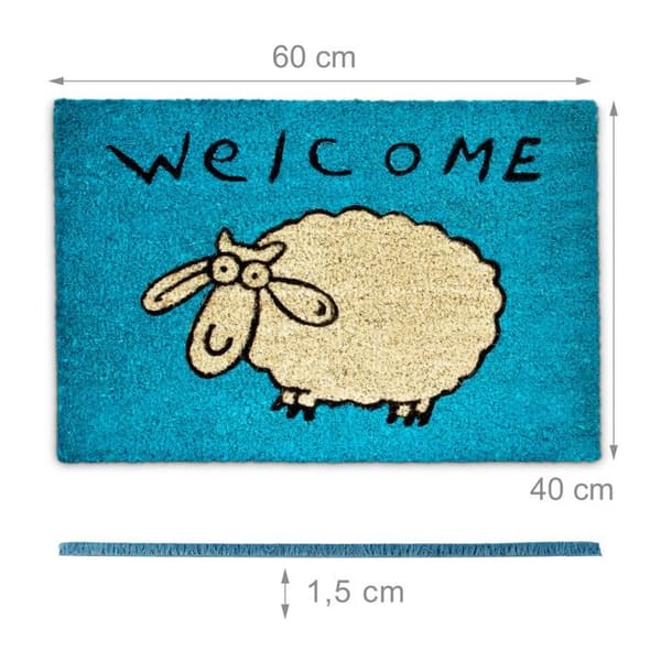 Paillasson - Relaxdays - 10017712 - Mouton Bleu - 60x40 cm - Antiskid i Gummi