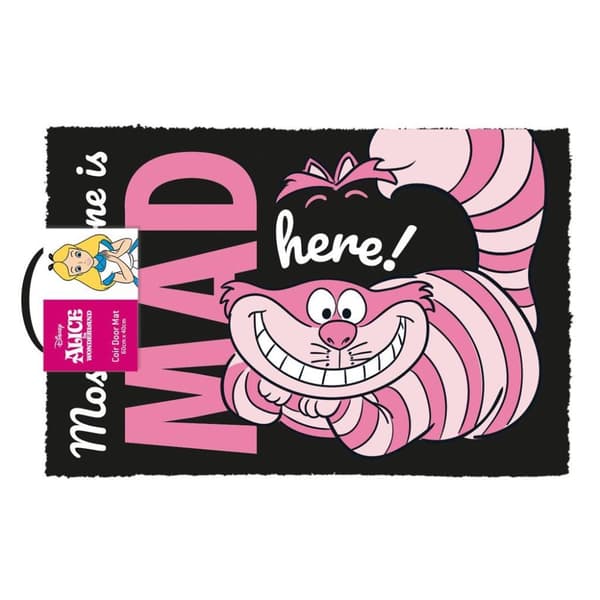 Alice In Wonderland We´re All Mad Here! Door Mat Pink/White/Black 40cm x 60cm