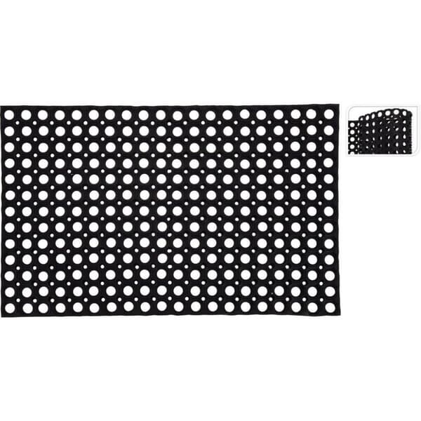 Gummi dørmåtte med huller 50x80 cm Sort
