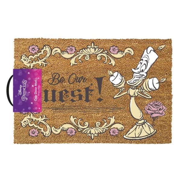 Beauty And The Beast Be Our Guest Door Mat Brown 60cm x 40cm