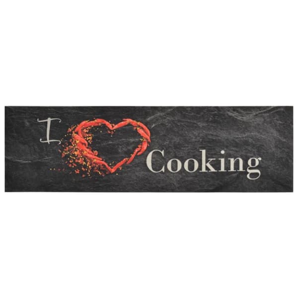 vidaXL Kjøkkenteppe vaskbar Cooking svart 45x150 cm fløyel