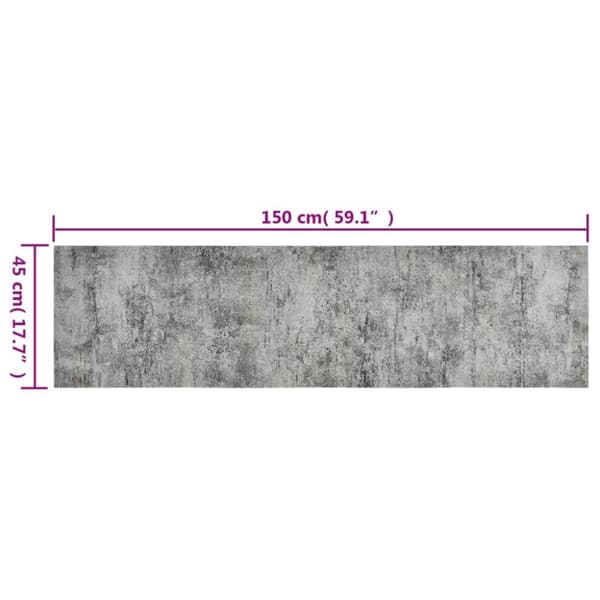vidaXL Kjøkkenteppe vaskbar Beton 45x150 cm fløyel