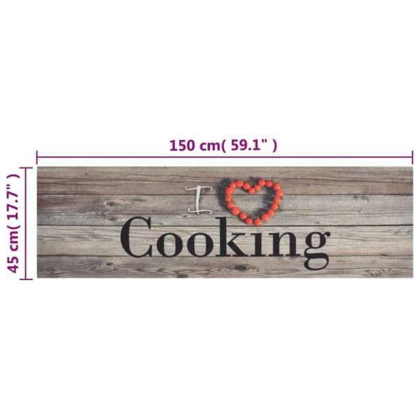 vidaXL Kjøkkenteppe vaskbar cooking grå 45x150 cm fløyel