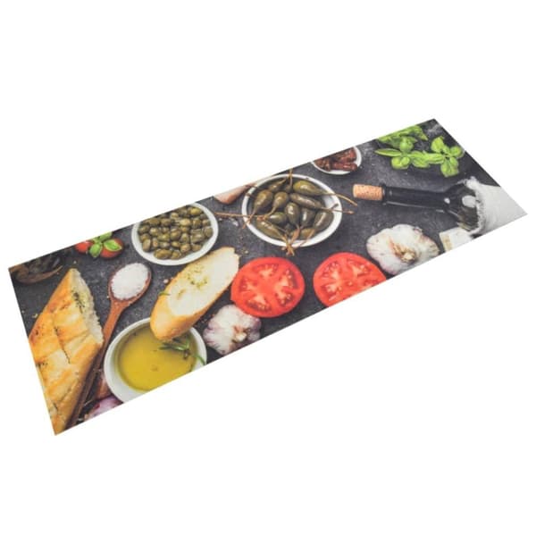 vidaXL køkkentæppe 60x180 cm vin og middag-design vaskbart fløjl