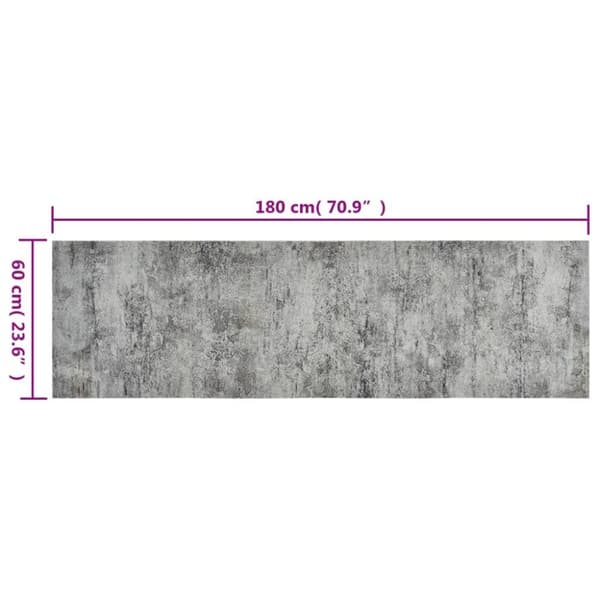 vidaXL Kjøkkenteppe vaskbar Beton 60x180 cm fløyel