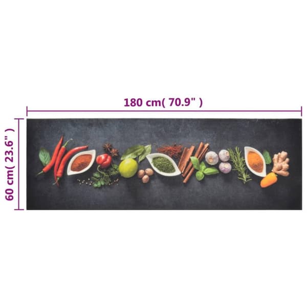 vidaXL Köksmatta maskintvättbar kryddor 60x180 cm sammet
