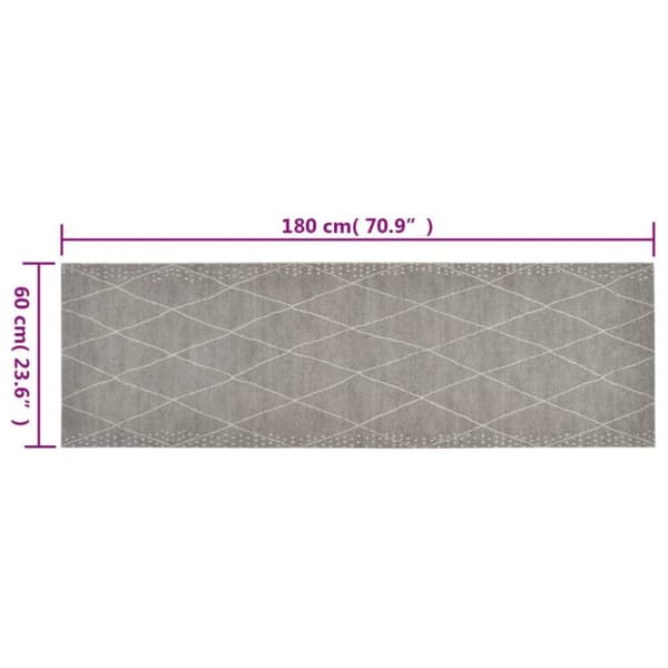 vidaXL Kjøkkenteppe vaskbar Rhombus 60x180 cm fløyel