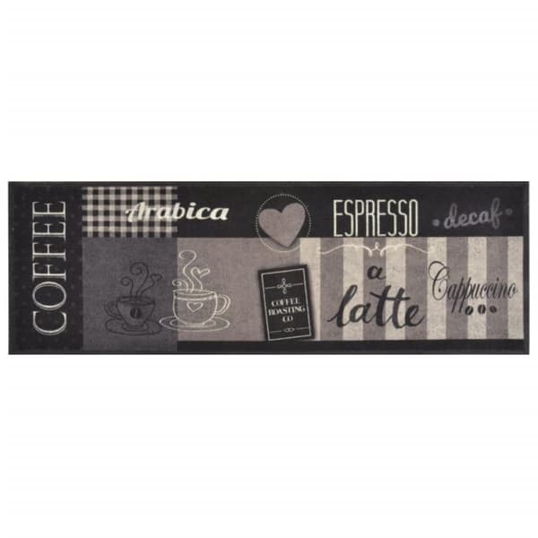 vidaXL Kjøkkenteppe vaskbar Coffee svart 60x180 cm fløyel