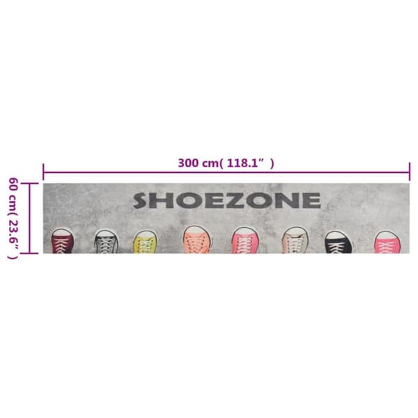 vidaXL Kjøkkenteppe vaskbar Shoezone 60x300 cm fløyel