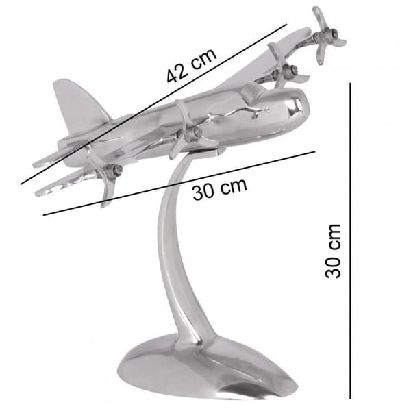 Rootz Design Deco Airplane potkuri alumiinin väristä hopeaa