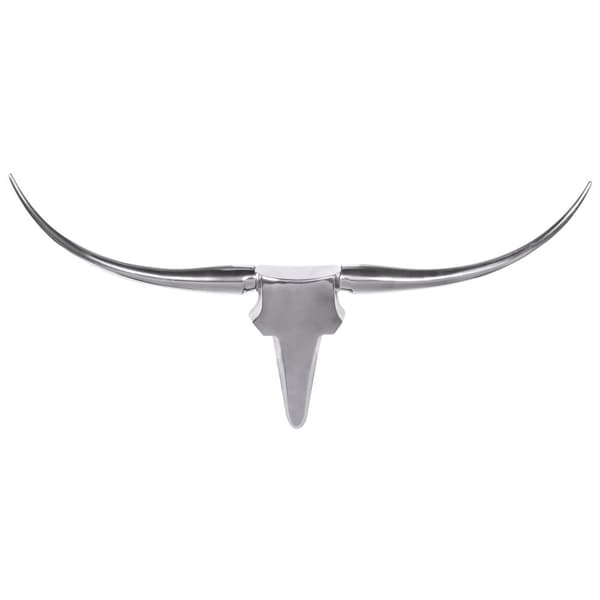 Rootz Deco Antler Bull M Hopea 100 cm Alumiini Design Sarvet - Seinäkoriste häränpää sarvi moderni - Seinäveistos sarvi metsästyspokaali metalli - Lon